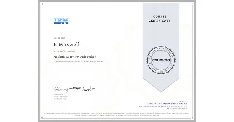 Machine Learning with Python certificate